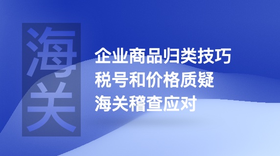 企业商品归类技巧&税号和价格质疑、海关稽查应对